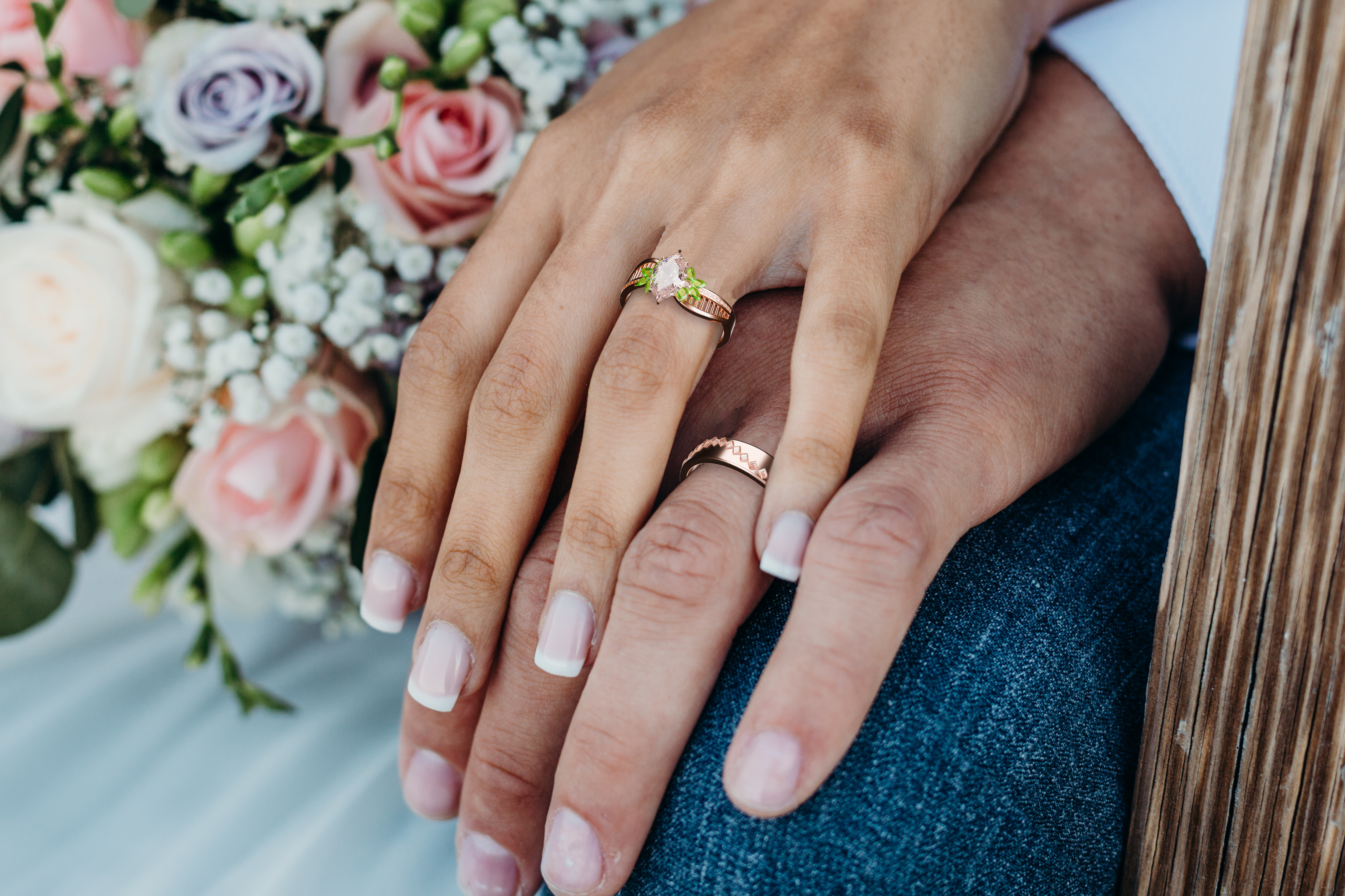 Rings worn in context on hands